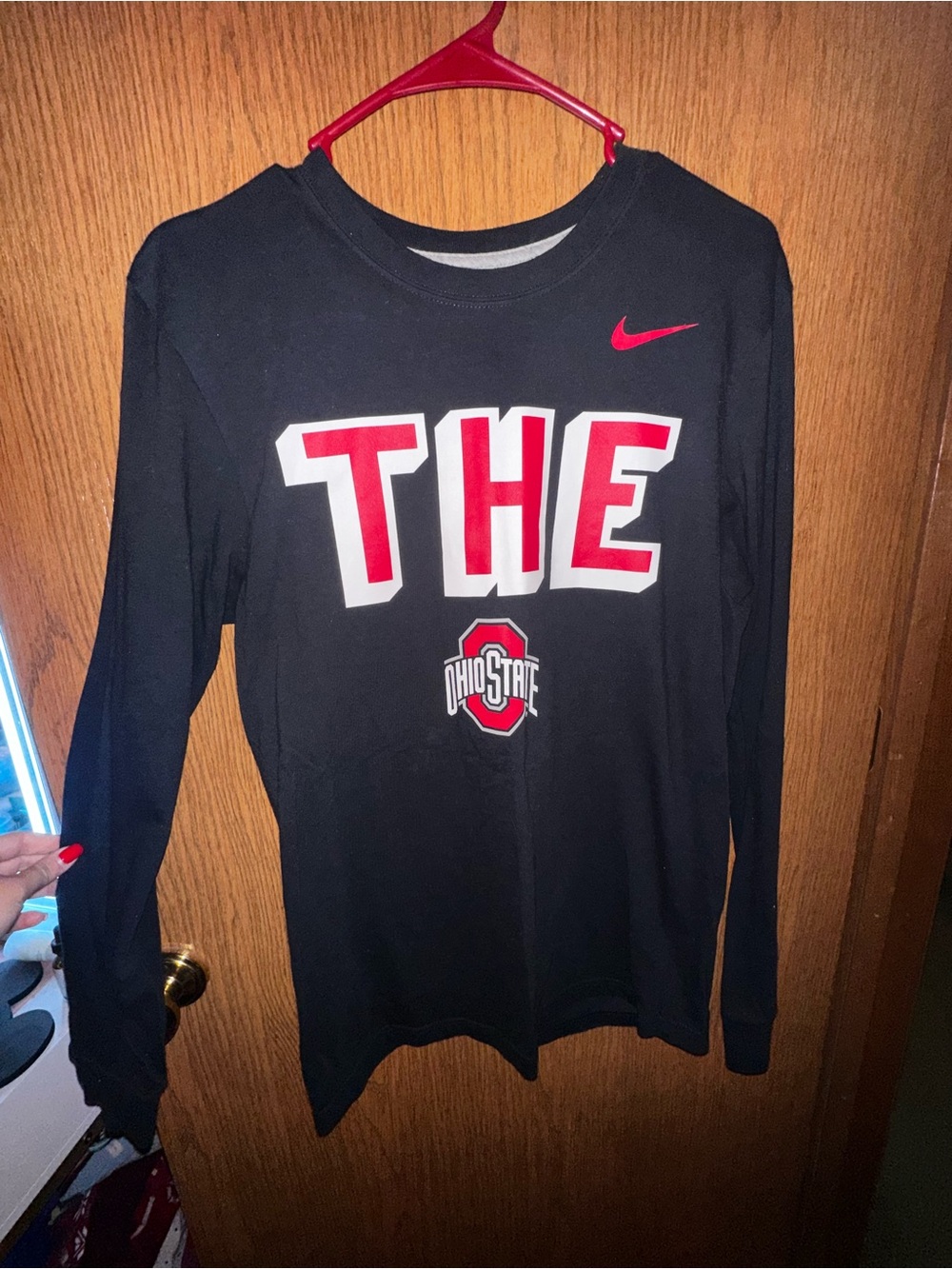 Nike Black Long-Sleeve OSU Buckeye Shirt with Red & White 'THE' Graphic